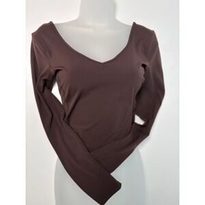 Lululemon Align size 4 V-Neck Long Sleeve Shirt Brown Excellent RN 106259